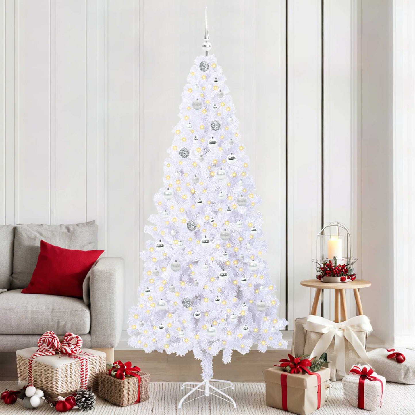 Vidaxx árbol de Navidad artificial con 300 LED blanco 210 cm PVC y acero