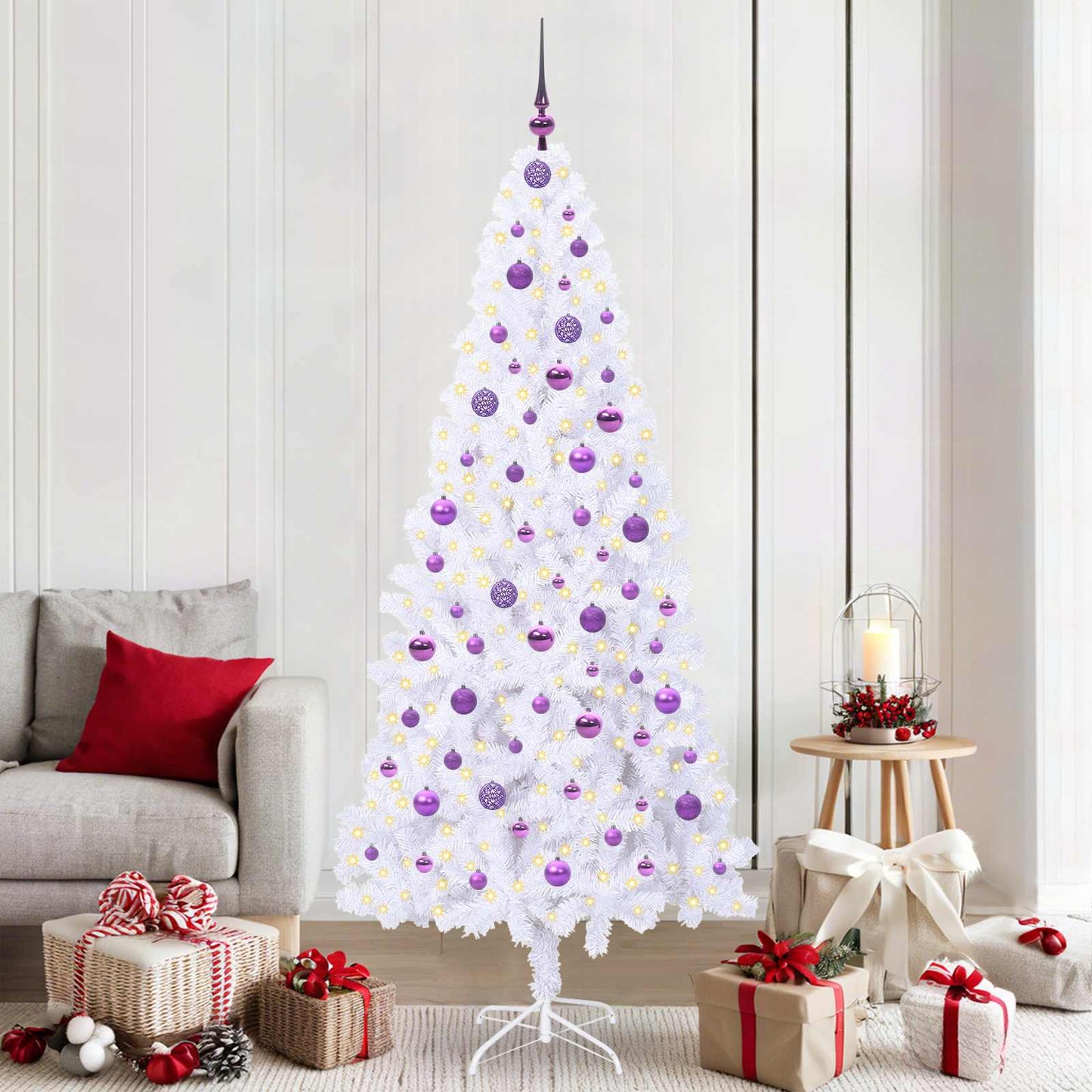 Vidaxx árbol de Navidad artificial con 300 LED blanco 210 cm PVC y acero