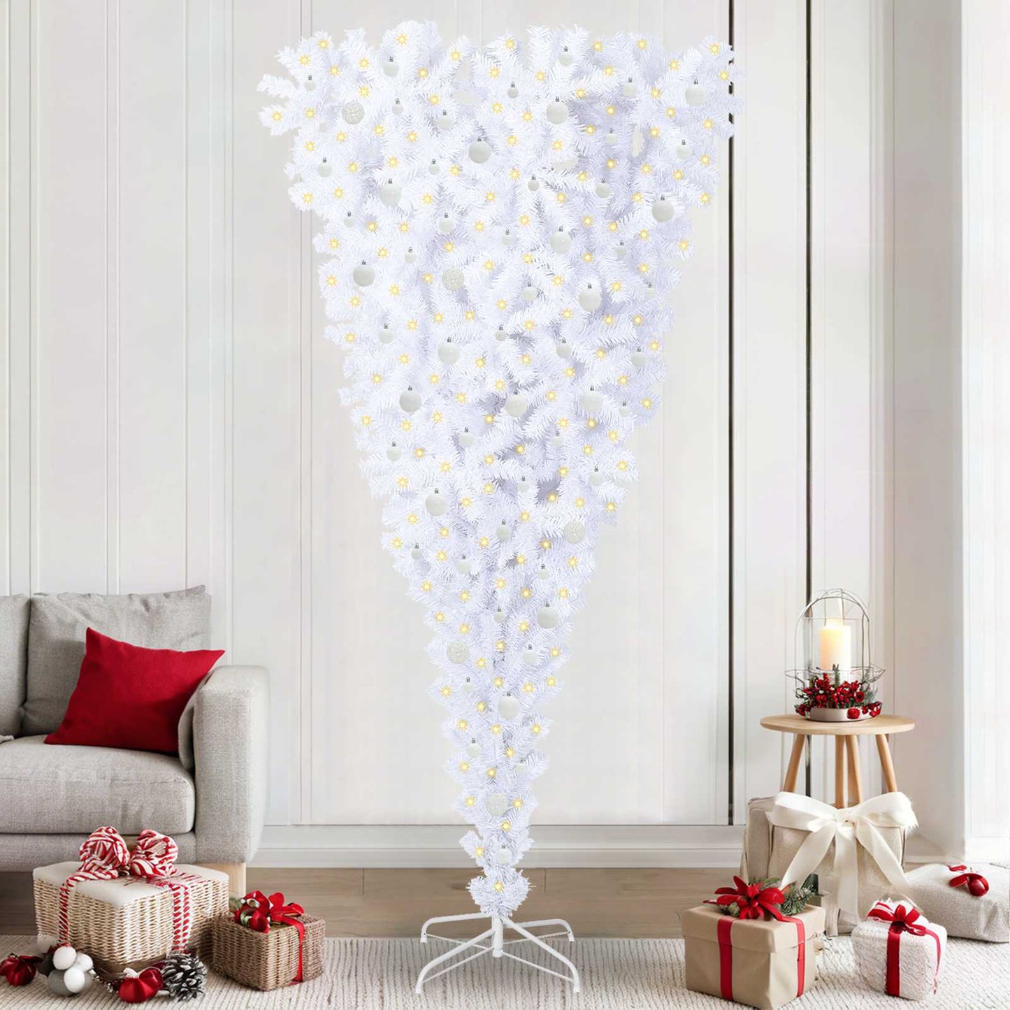Vidaxx árbol de Navidad artificial con 300 LED blanco 240 cm PVC y acero