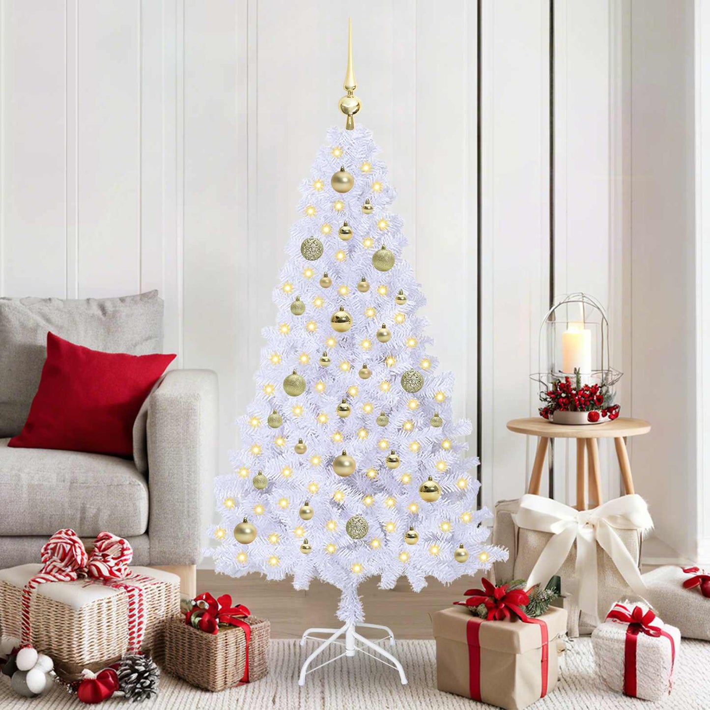 Vidaxx árbol de Navidad artificial con 150 LED blanco 150 cm PVC y acero