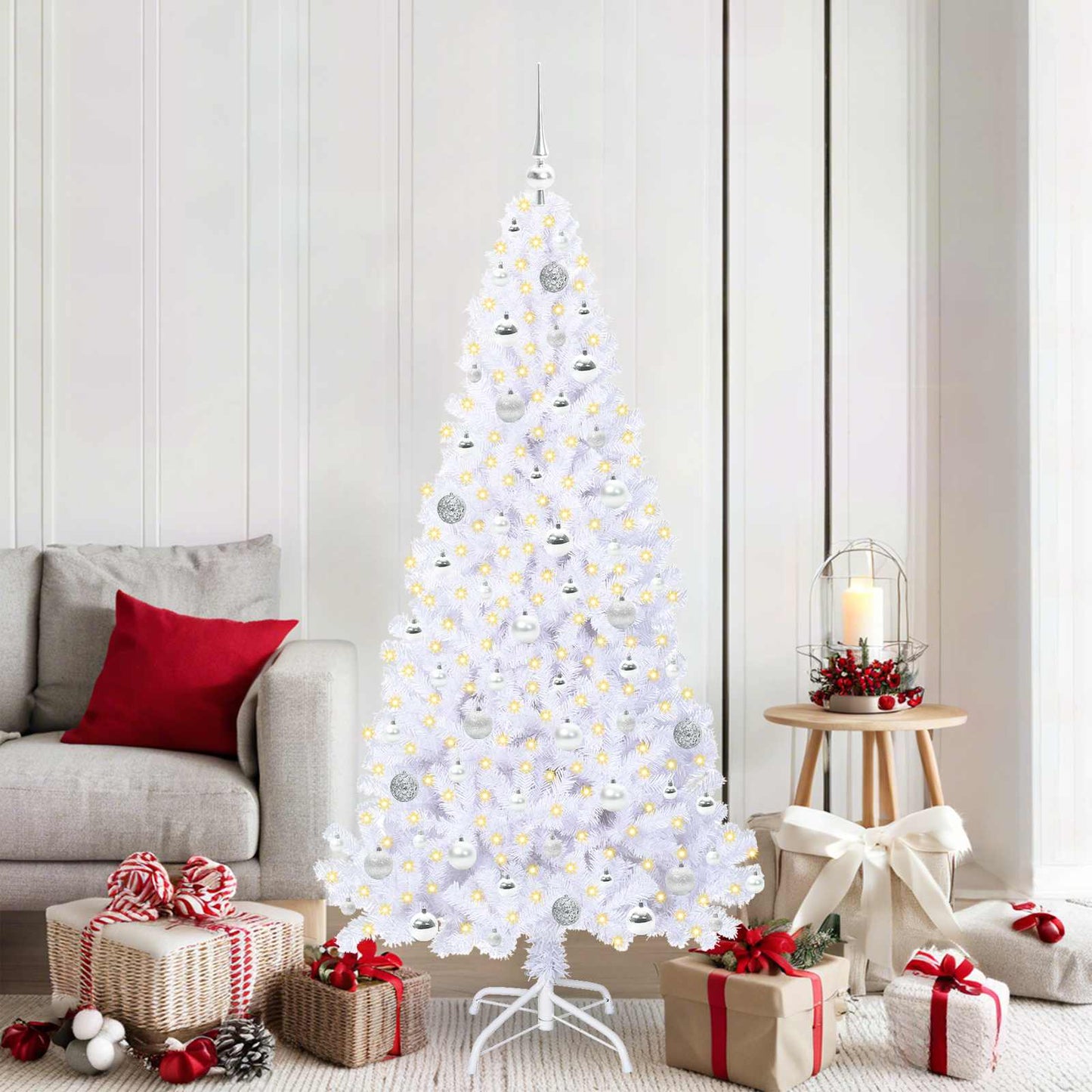 Vidaxx árbol de Navidad artificial con 300 LED blanco 180 cm PVC y acero