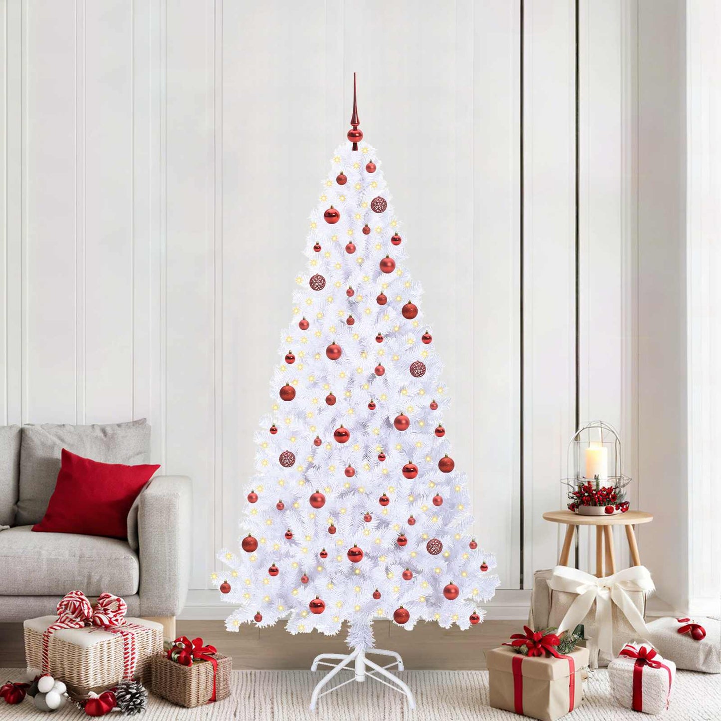 Vidaxx árbol de Navidad artificial con 300 LED blanco 210 cm PVC y acero
