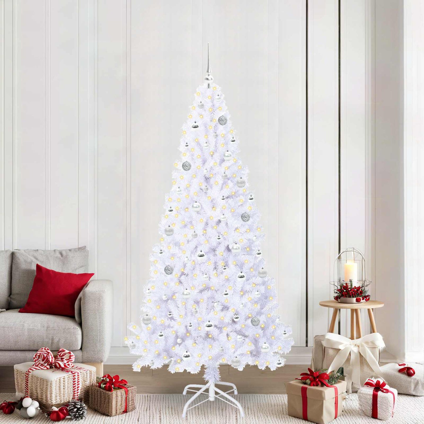 Vidaxx árbol de Navidad artificial con 300 LED blanco 210 cm PVC y acero