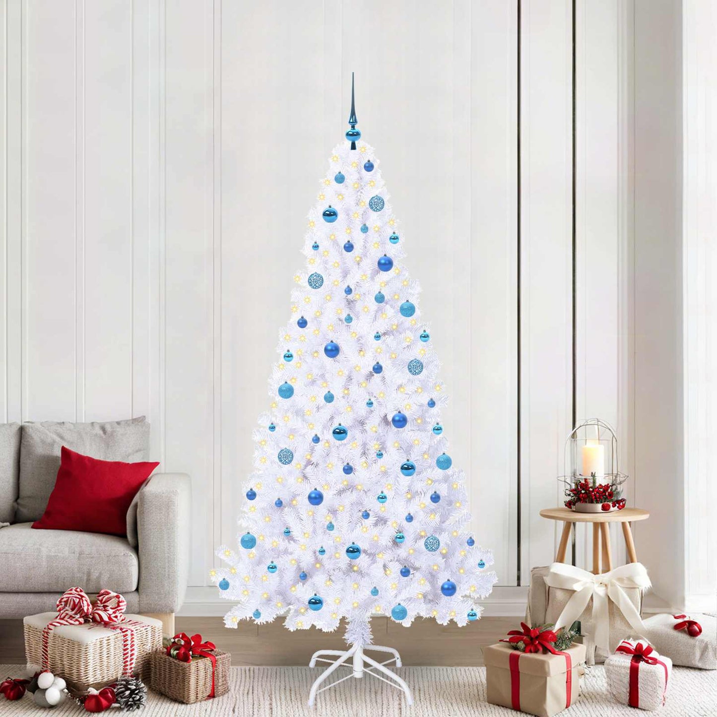 Vidaxx árbol de Navidad artificial con 300 LED blanco 210 cm PVC y acero