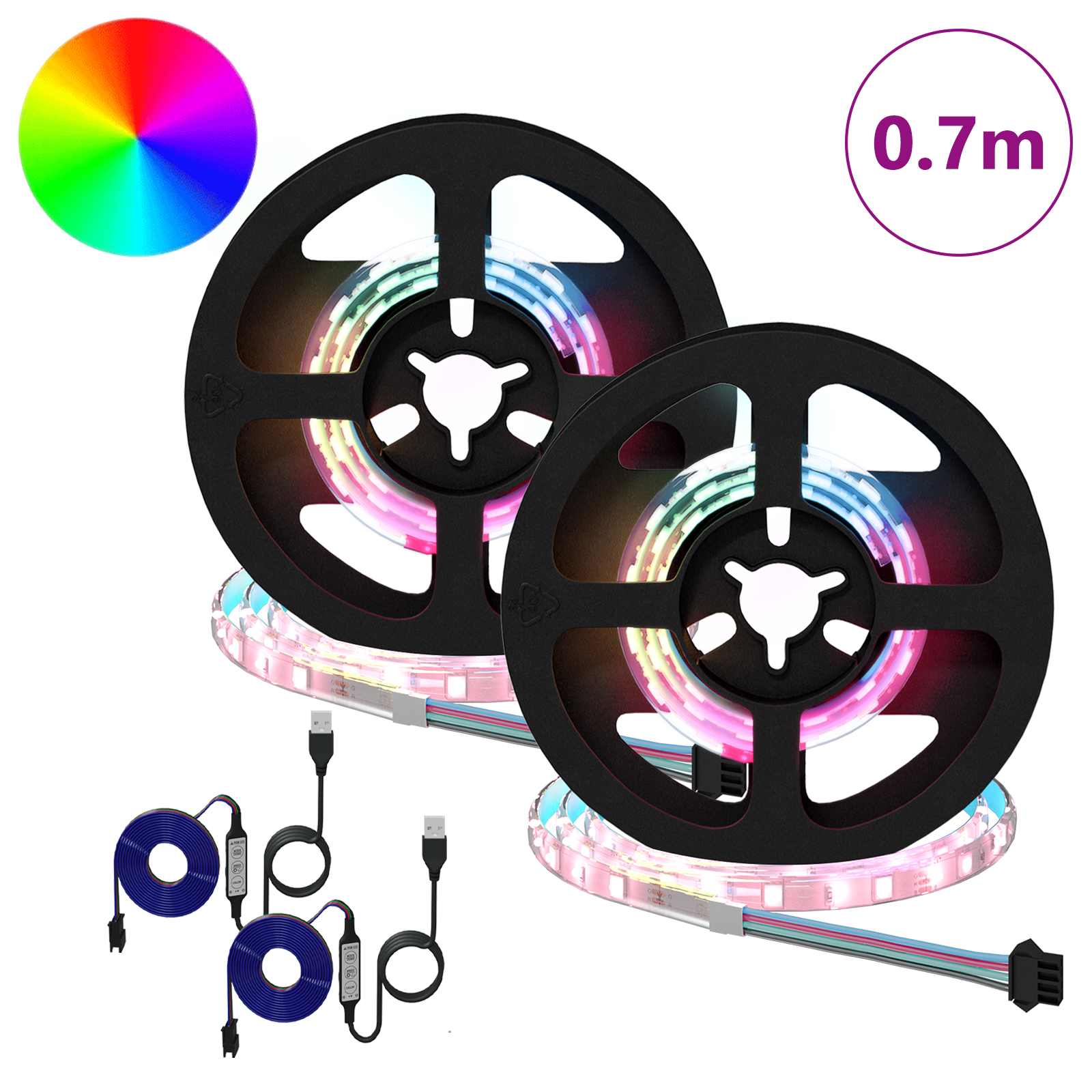 Striscia LED Vidaxxl 2 pezzi nera e trasparente 350 mm rame e plastica