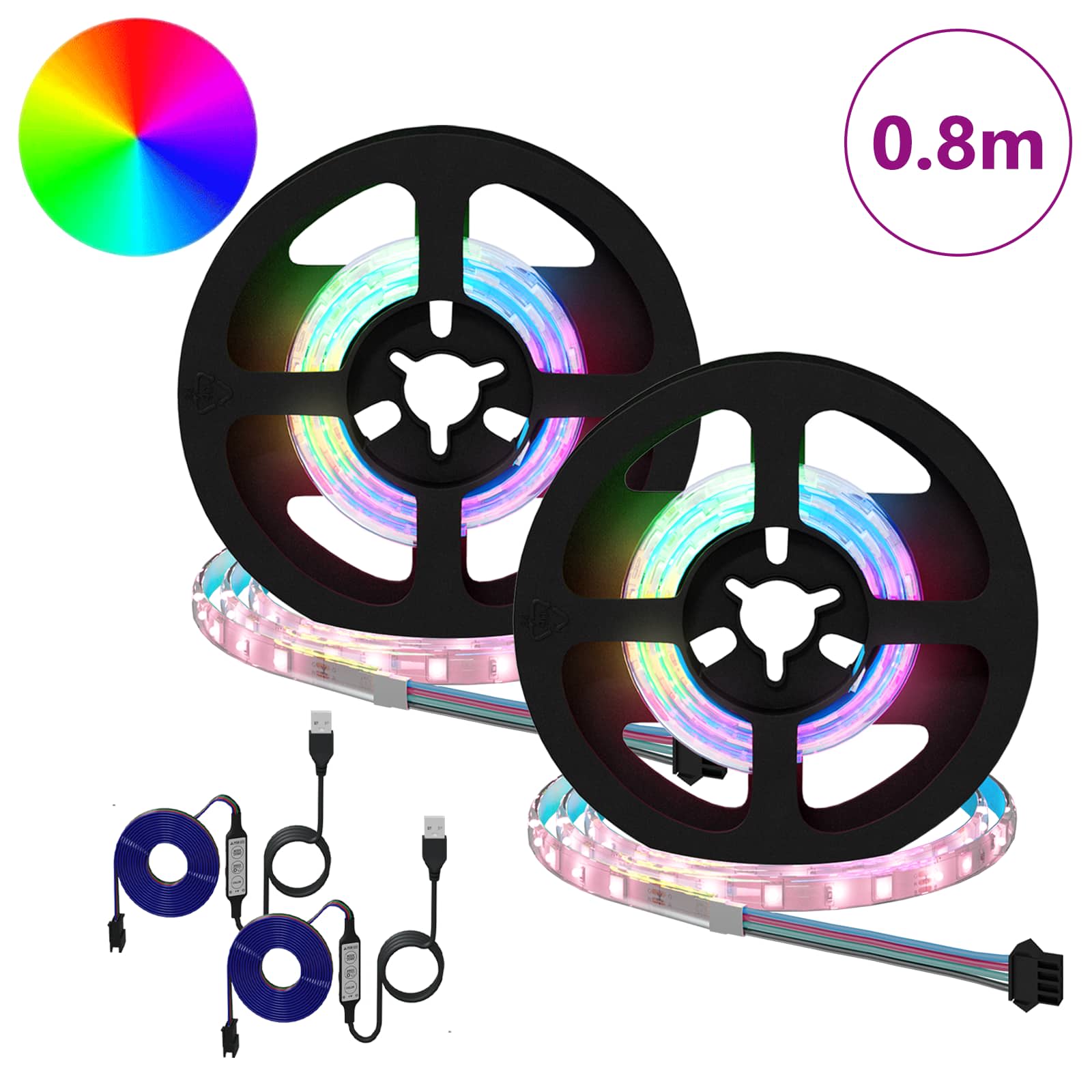Striscia LED Vidaxxl 2 pezzi nera e trasparente 400 mm rame e plastica