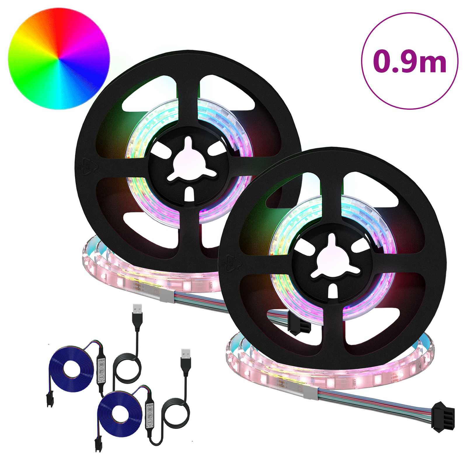 Striscia LED Vidaxxl 2 pezzi nera e trasparente 450 mm rame e plastica