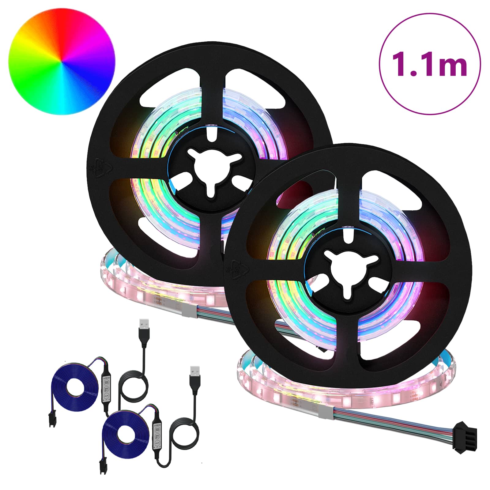 Striscia LED Vidaxxl 2 pezzi nera e trasparente 550 mm rame e plastica