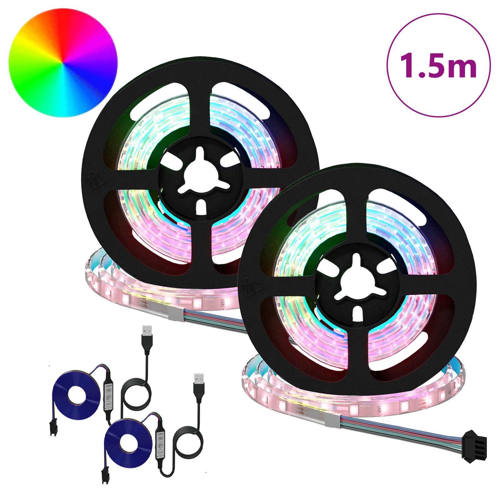 Striscia LED Vidaxxl 2 pezzi nera e trasparente 750 mm rame e plastica