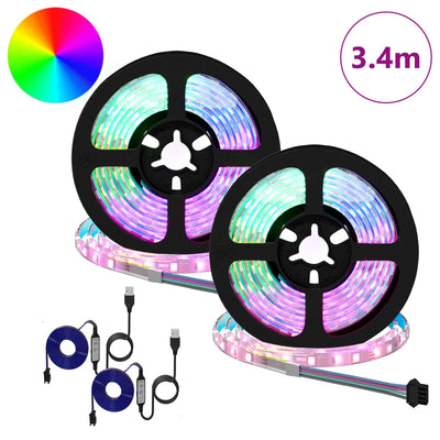 Striscia LED Vidaxxl 2 pezzi nera e trasparente 1700 mm rame e plastica