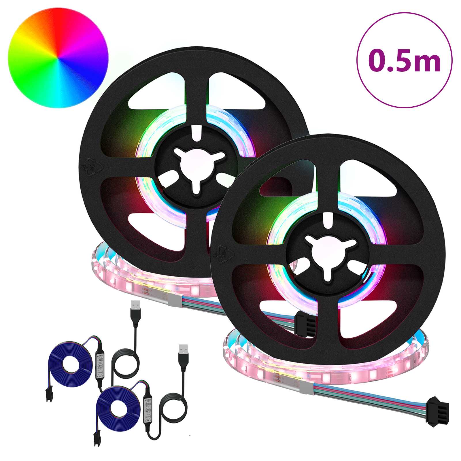 Striscia LED Vidaxxl 2 pezzi nera e trasparente 250 mm rame e plastica