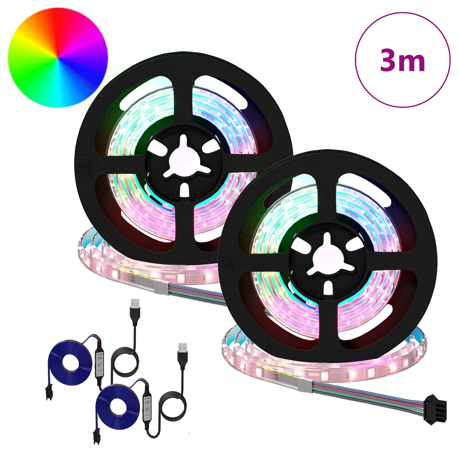 Striscia LED Vidaxxl 2 pezzi nera e trasparente 750 mm rame e plastica