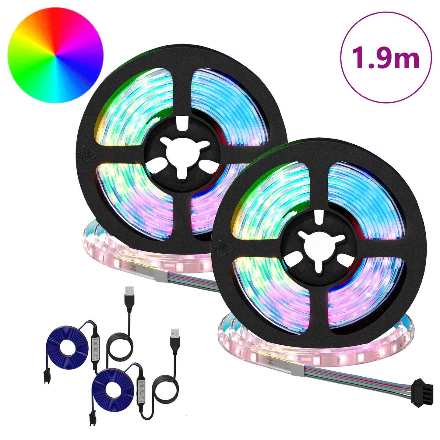 Vidaxxl tira LED 2uds negra y transparente 950 mm cobre y plástico