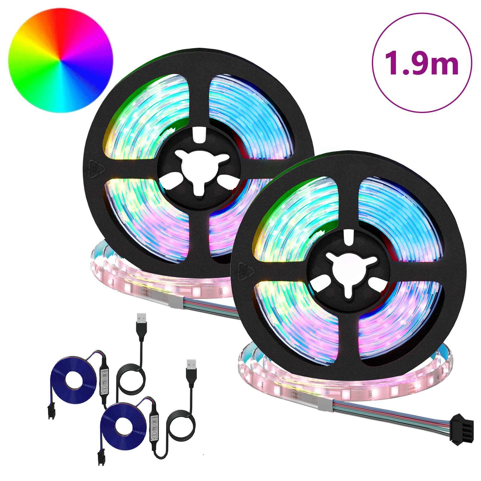 Striscia LED Vidaxxl 2 pezzi nera e trasparente 950 mm rame e plastica