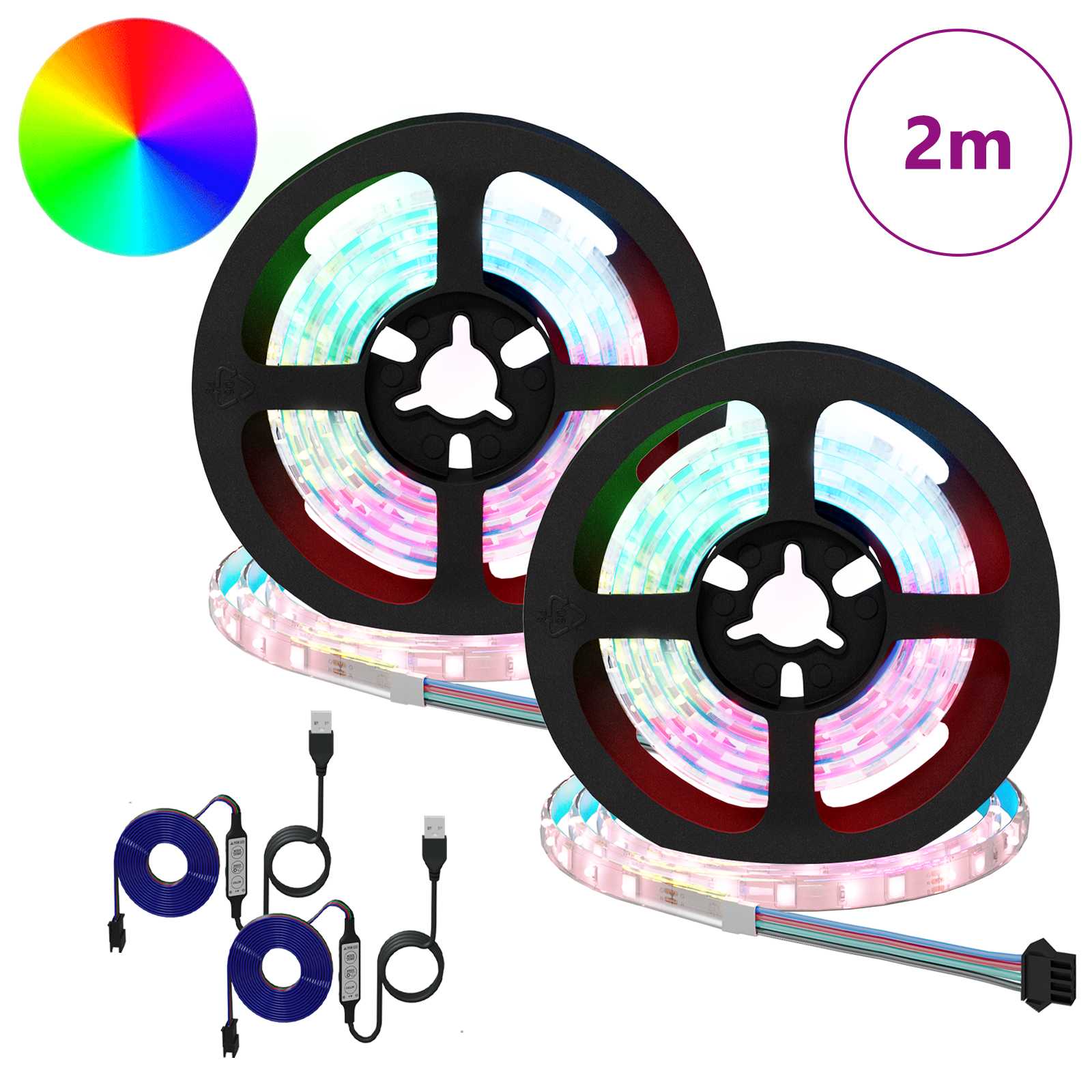 Striscia LED Vidaxxl 2 pezzi nera e trasparente 1000 mm rame e plastica