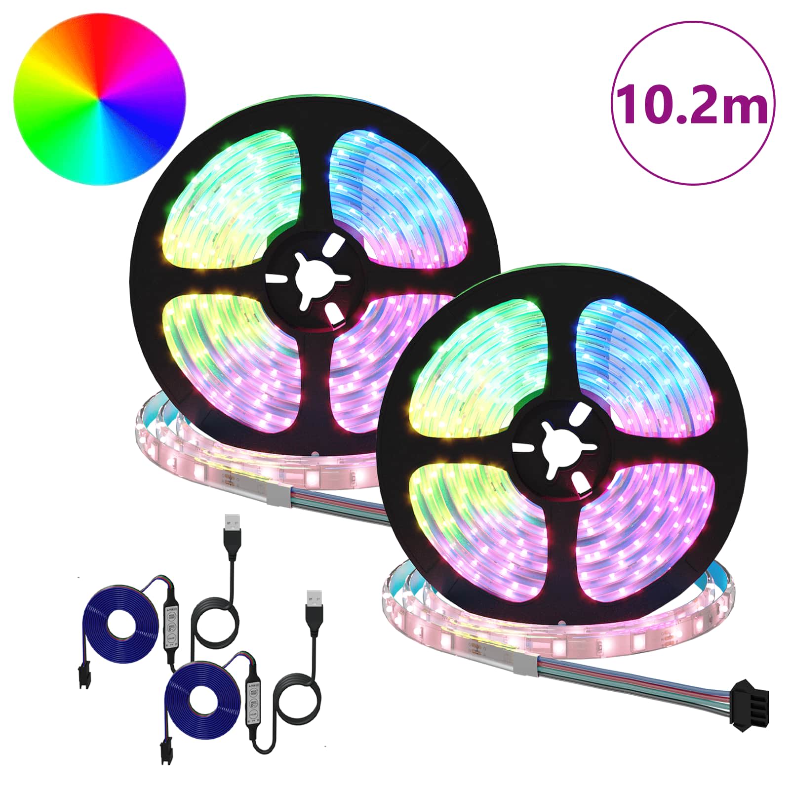 Striscia LED Vidaxxl 2 pezzi nera e trasparente 5100 mm rame e plastica