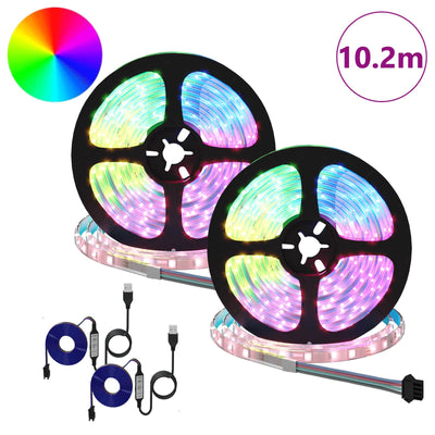 Striscia LED Vidaxxl 2 pezzi nera e trasparente 5100 mm rame e plastica