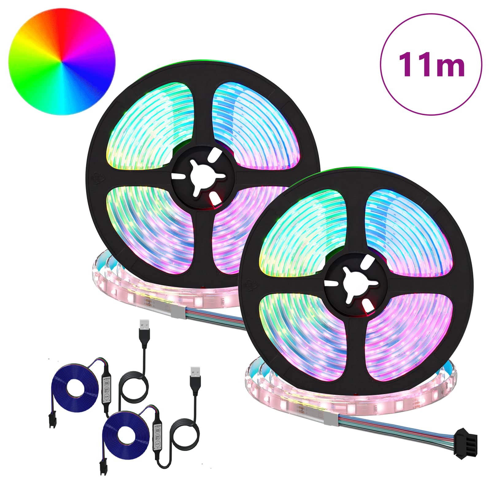 Striscia LED Vidaxxl 2 pezzi nera e trasparente 5500 mm rame e plastica