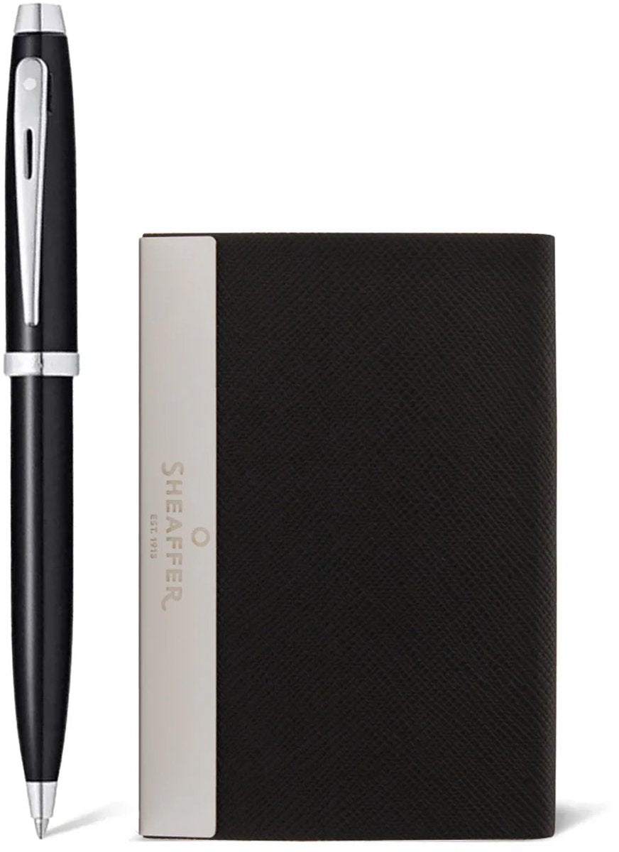Set de regalo de bolígrafo Sheaffer - 100 g9338 - lacado negro brillante cromado - con tarjetero - sf-g2933851-3