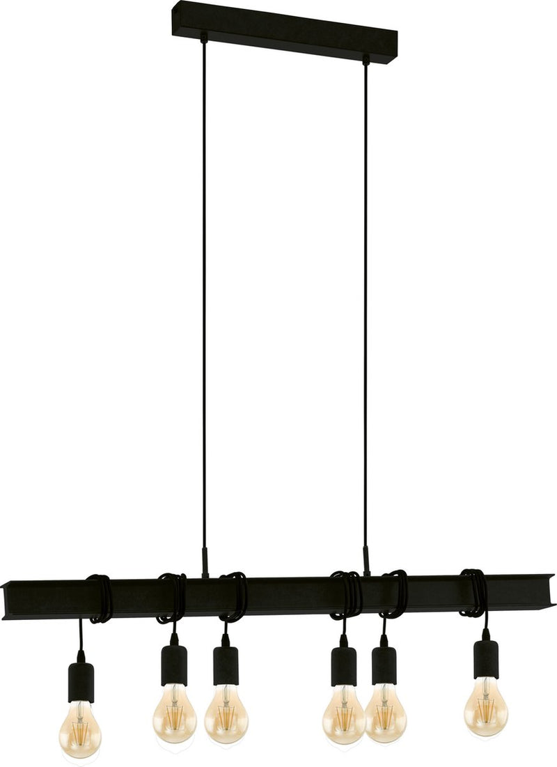 Lampada a sospensione Eglo Townshend 6 - e27 - 100,5 cm - nera