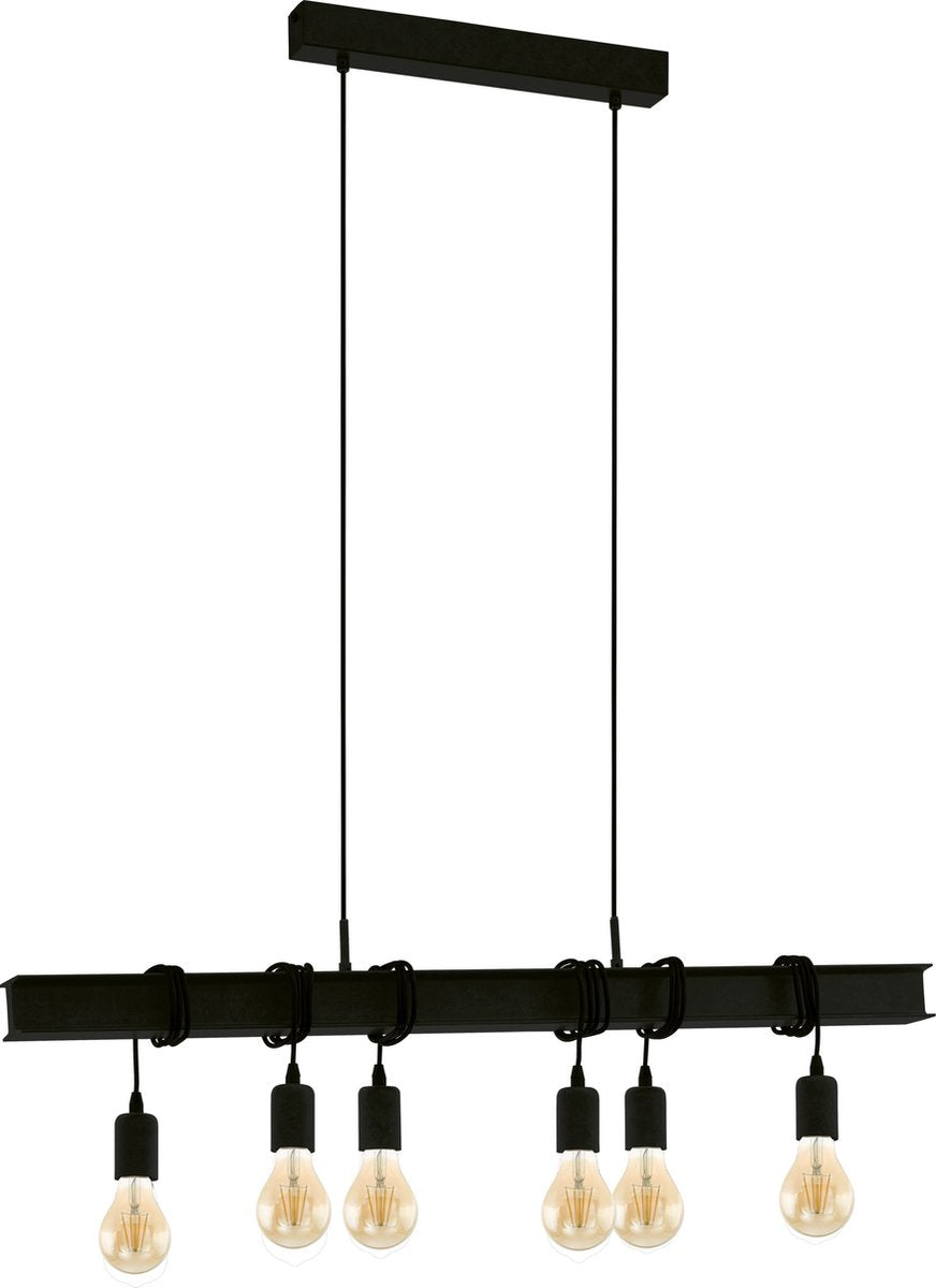 Eglo townshend 6 hanglamp - e27 - 100,5 cm - zwart