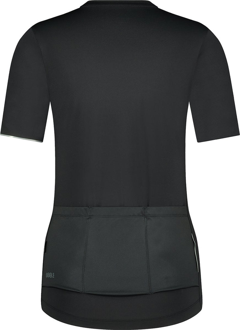 Bbb cycling donnaessence maglia da ciclismo da donna manica corta - 15-25 °c - maglia da ciclismo e MTB traspirante con 3 tasche posteriori - nera
