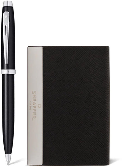 Set de regalo de bolígrafo Sheaffer - 100 g9338 - lacado negro brillante cromado - con tarjetero - sf-g2933851-3