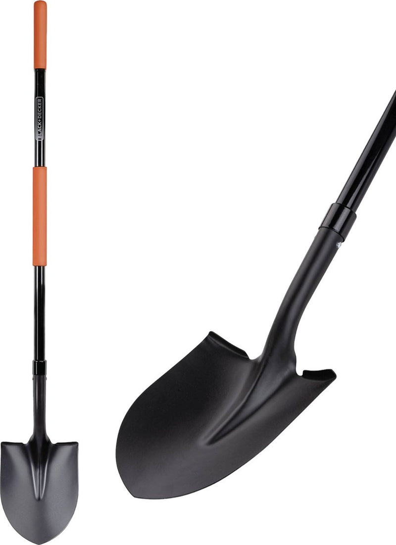Pala Black+decker - 148 cm - inossidabile - testa in acciaio al carbonio e manico in fibra di vetro - nera