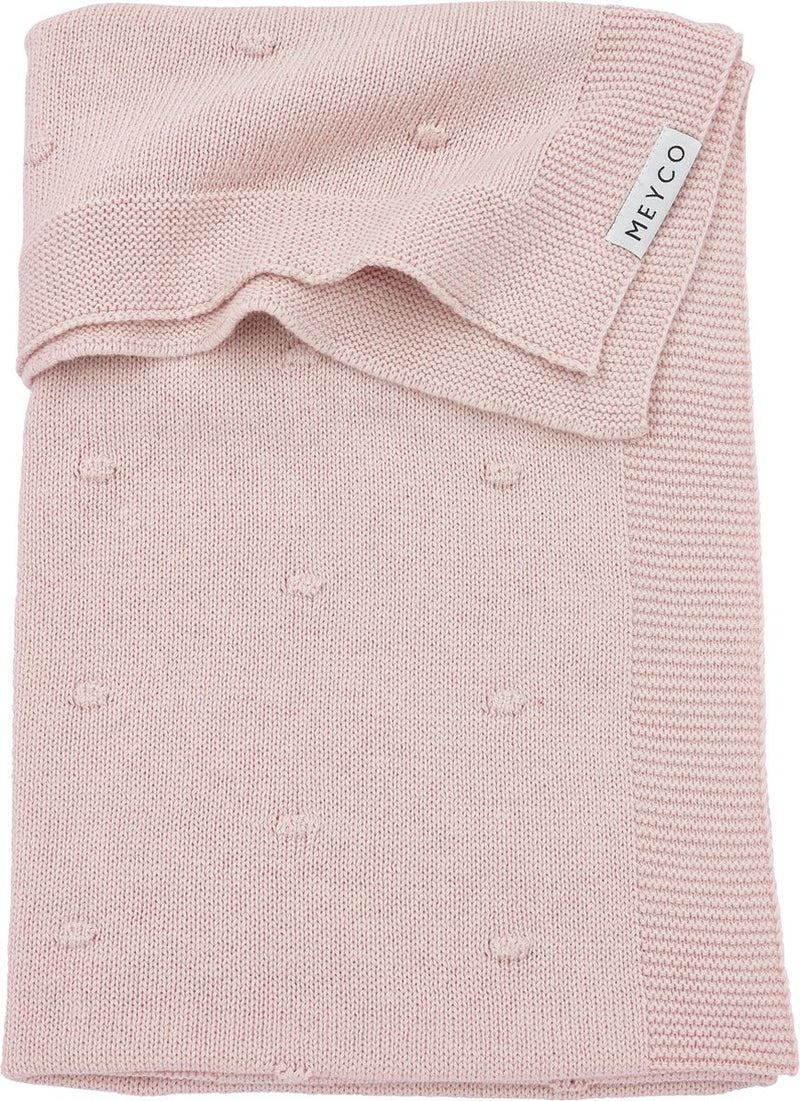 Meyco manta de cuna mini nudos para bebé - rosa suave - 100x150cm - 1.0 tog