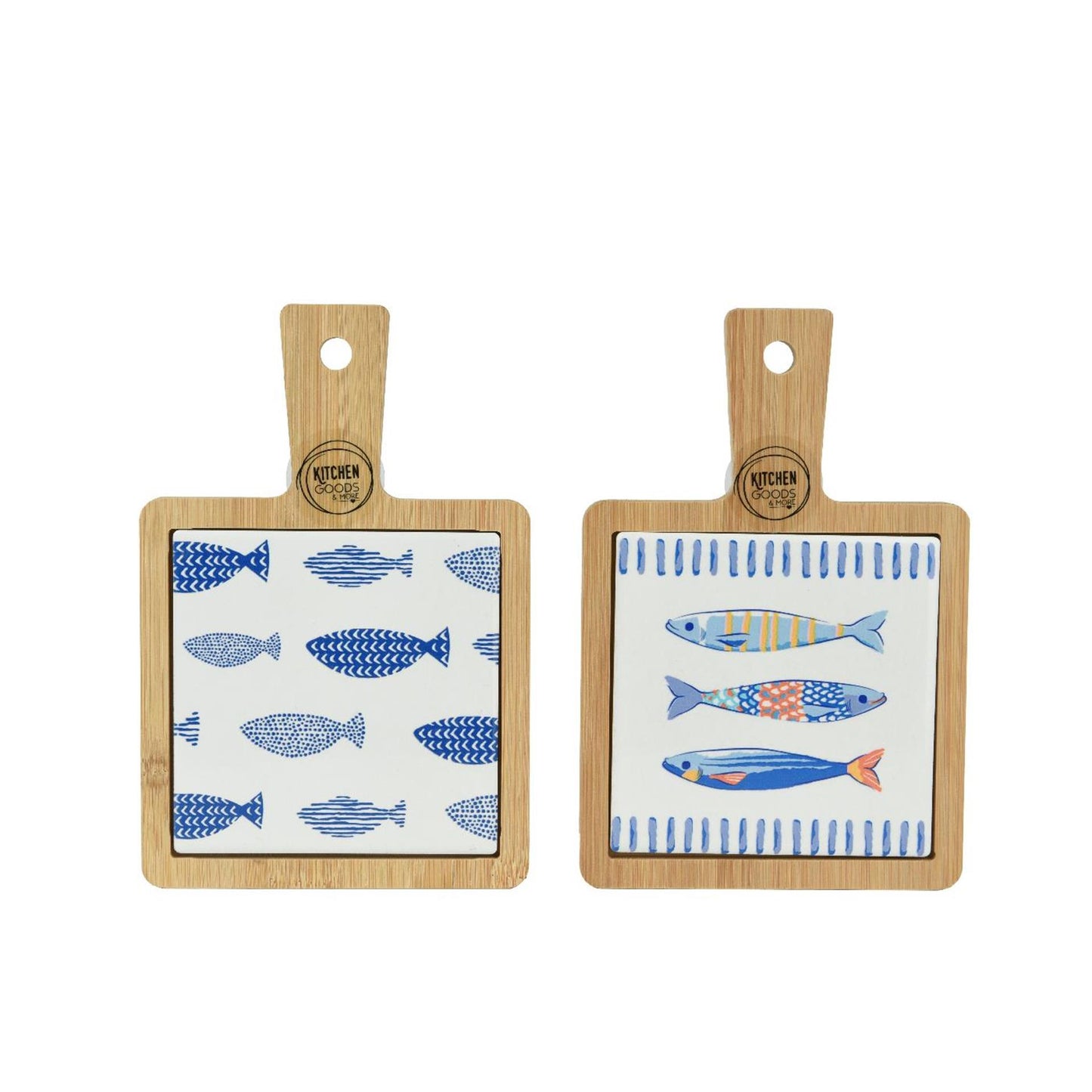 Tabla de cortar Decoris con pez porcelana 18x12x1cm