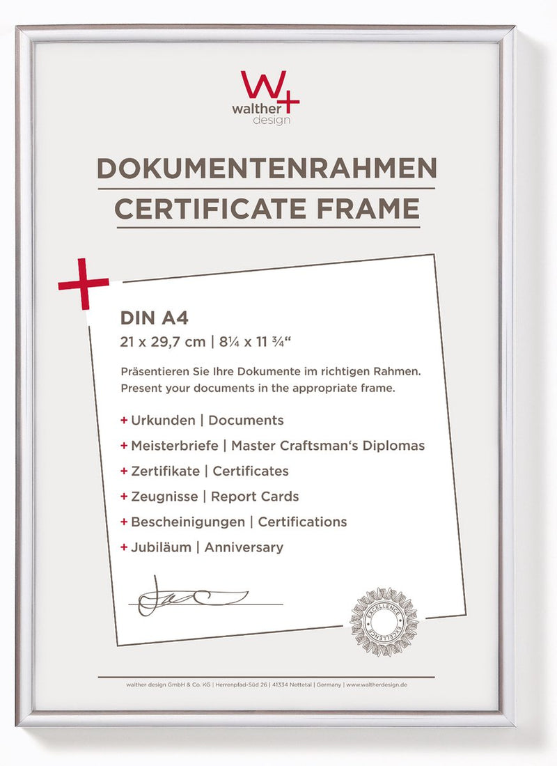 Walther nuovo stile di vita - cornice in plastica - formato foto 21x29,7 cm (din A4) - argento