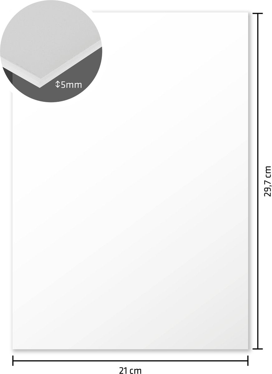 Kangaro foamboard a4 - dikte 5mm - wit - doos van 20 stuks - 2-zijdig