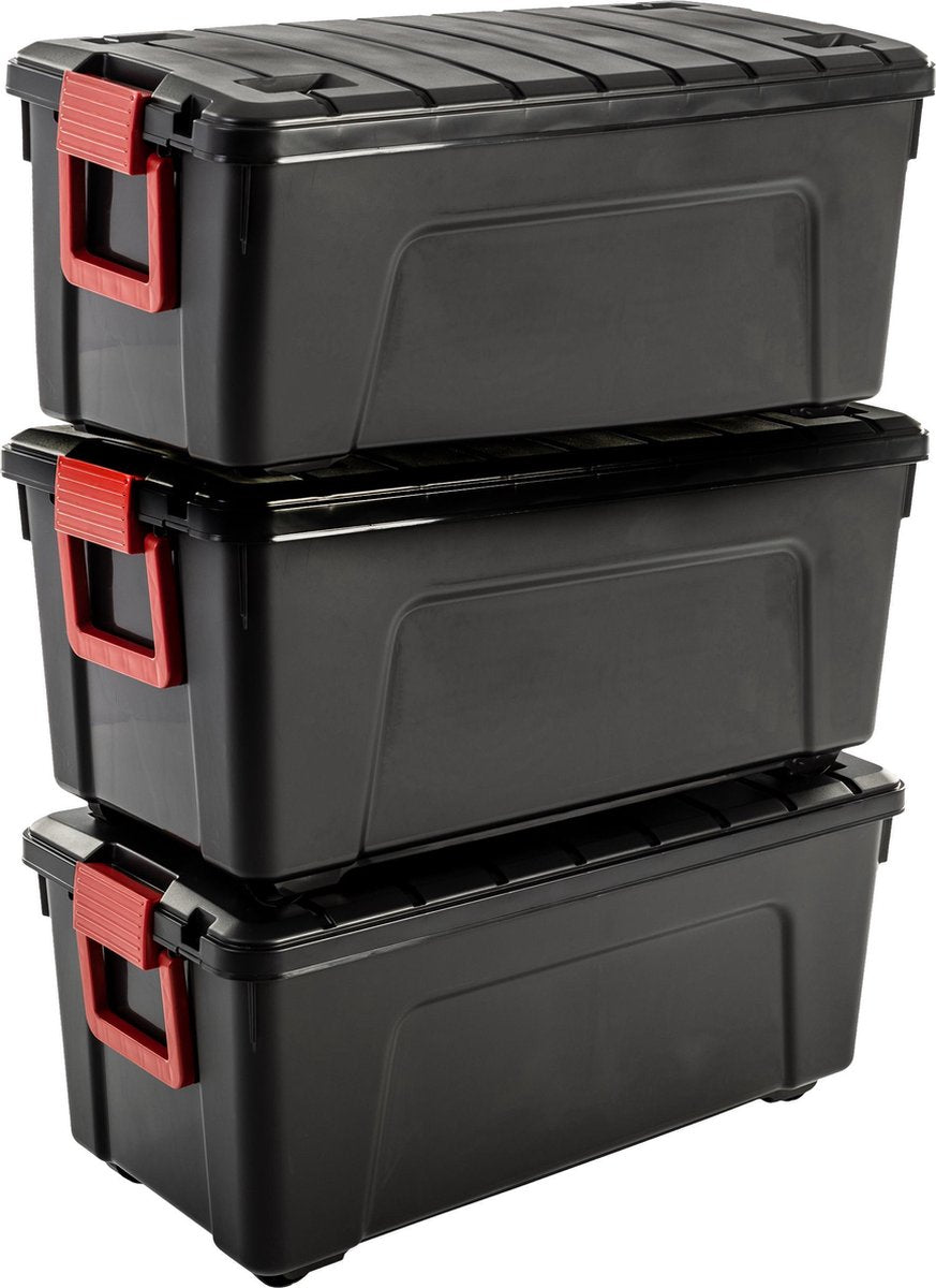 Caja de almacenamiento Iris store-it-all - 75l - plástico - negro - juego de 3