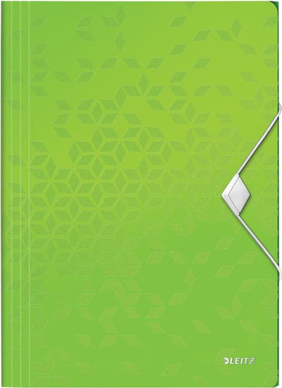 Cartella Leitz wow in plastica elasto per documenti A4 - cartella a 3 lembi per 150 fogli - verde