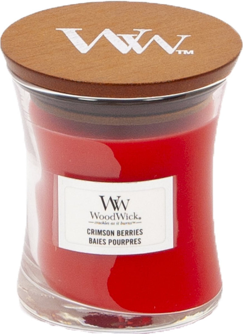 Mini candela profumata Woodwick - bacche cremisi - 20 ore di combustione - 85 gr - 8 cm ø 7 cm