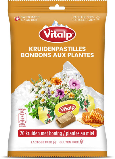 Vitalp - pastiglie per la gola - originali con 20 erbe e miele - 16 buste - 75 grammi