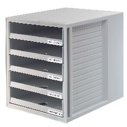 Cassettiera han 1401-11 plastica a4 27,5x32x33 grigio 5 cassetti a giorno