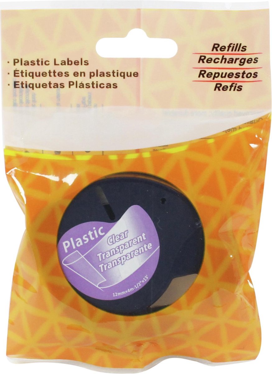 Etichetta senza marchio dymo letratag - etichette in plastica - trasparente su nero - 12 mm x 4 m