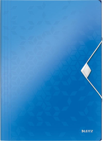 Cartella Leitz wow in plastica elasto per documenti A4 - cartella a 3 lembi per 150 fogli - blu