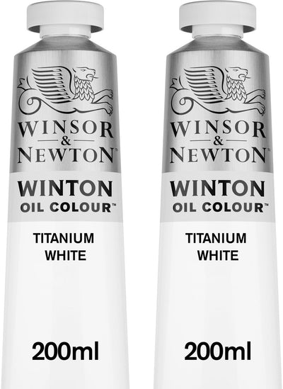 Winsor Newton Set colori a olio Winton 1490699 – bianco titanio – 2x 200 ml – colori per artisti ad alta copertura – per studio di pittura