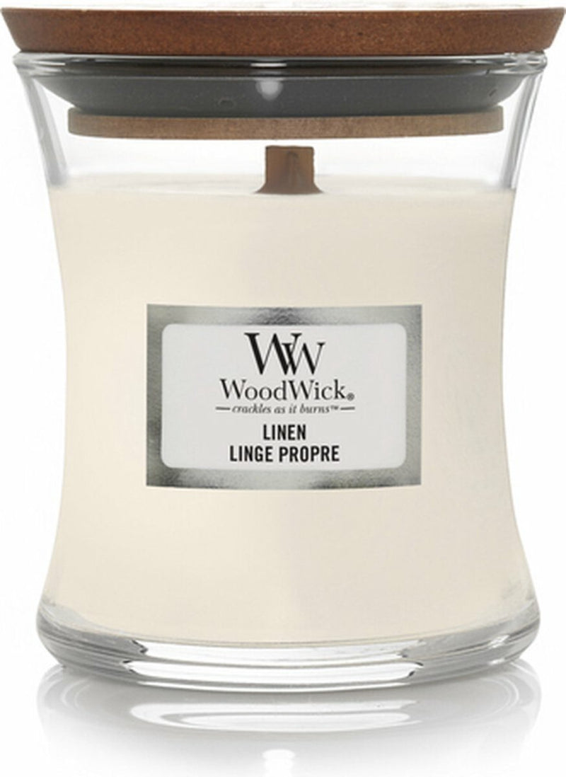 Mini candela profumata Woodwick - lino - 20 ore di combustione - 85gr - 8 cm ø 7 cm