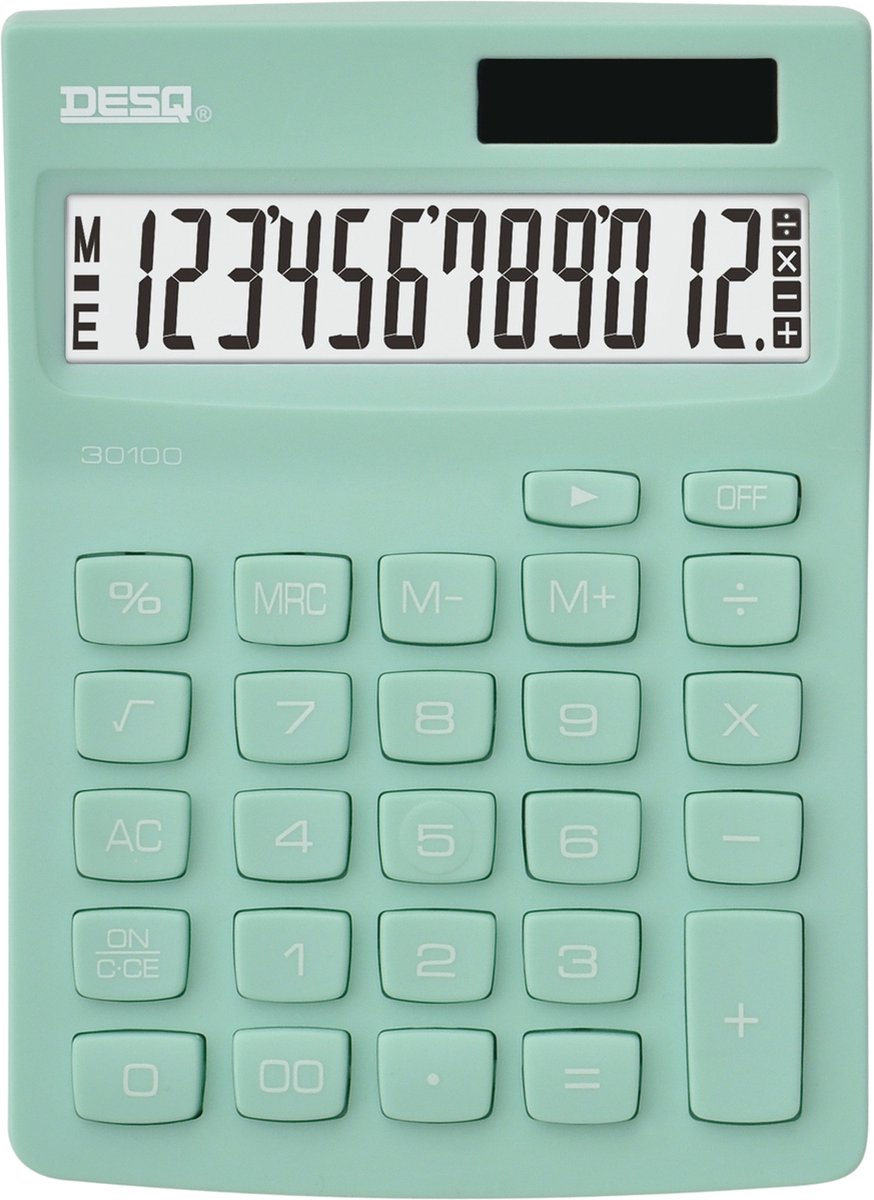 Desq ® | bureau rekenmachine | 12 cijfers| compact | mint groen | new generation