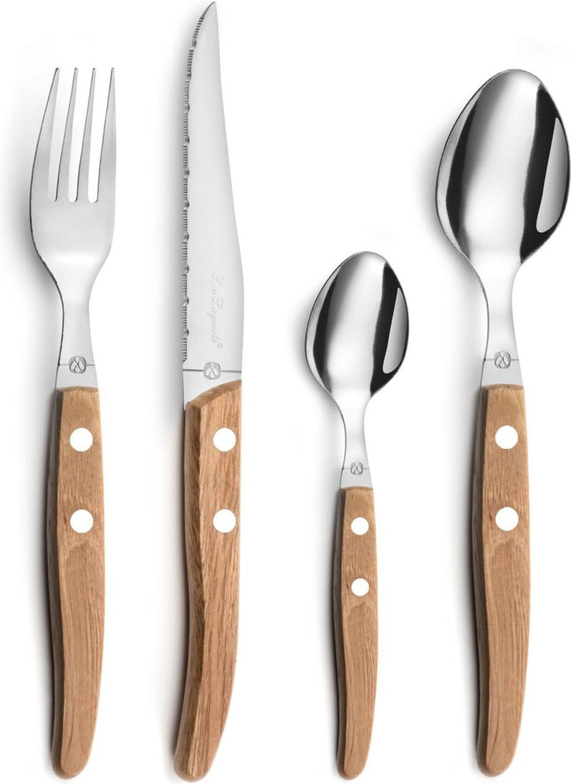 Lou laguiole - set posate canopée 24 pezzi - 6 persone - legno