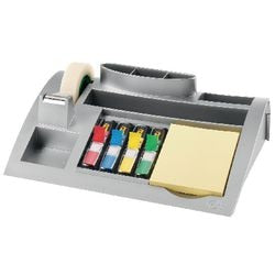 Organizador de escritorio c50 post-it 337x240x95mm gris plateado + notas, índice, cinta mágica