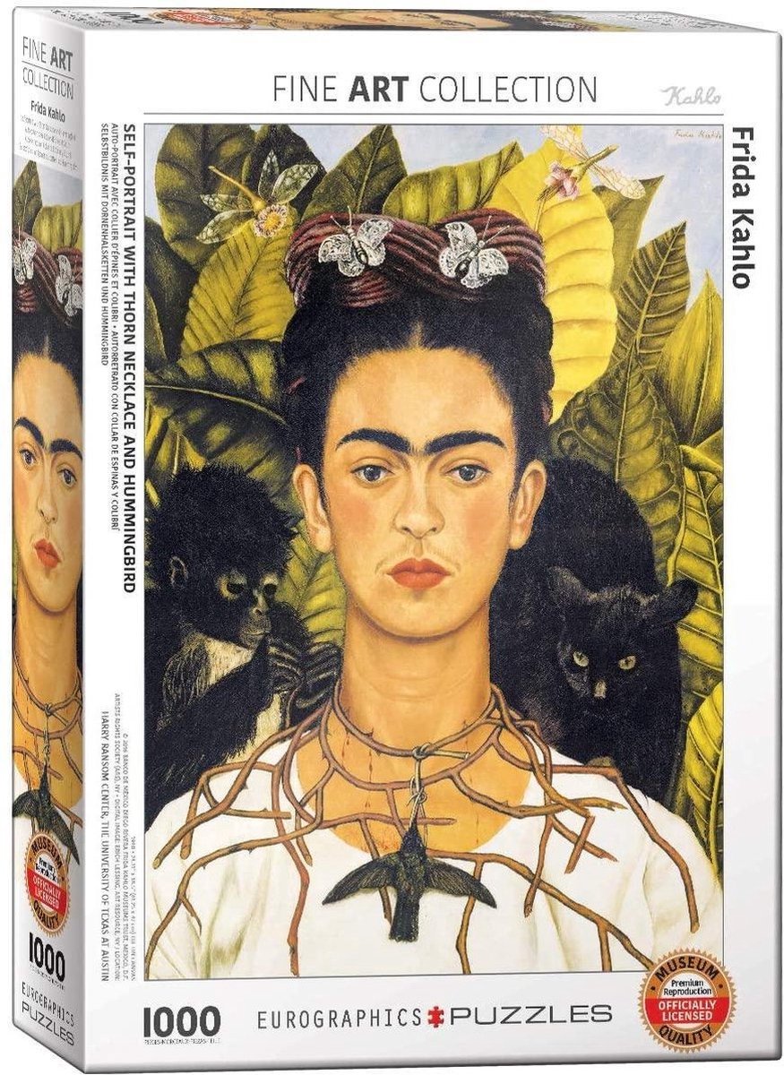 Eurographics - autoritratto con catena di spine [autorretrato con collar de espinas] - frida kahlo - 1000 pezzi 48×68 cm (l×a) - puzzle d'arte