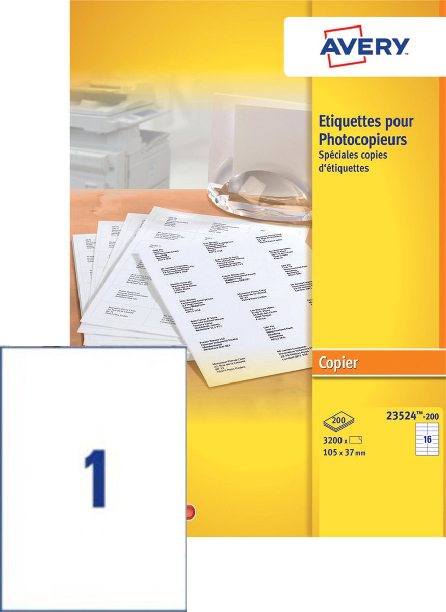 Etichette Avery copy 70 x 37 mm (l x a) scatola bianca da 4800 etichette