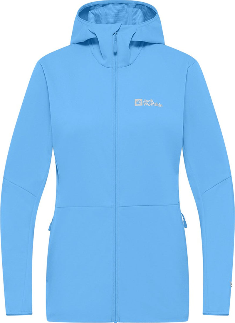 Giacca softshell blu medio con cappuccio Jack wolfskin feldberg da donna