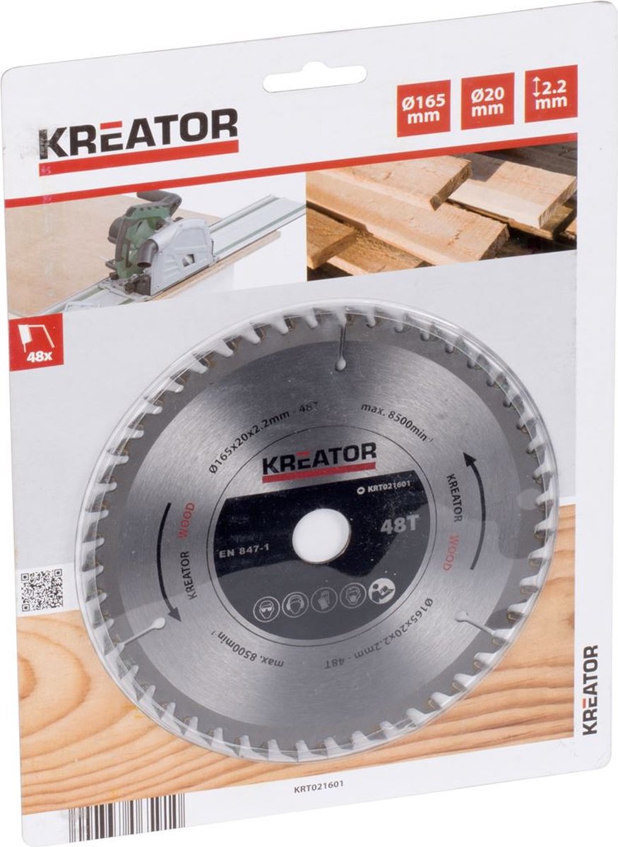 Kreator krt021601 invalzaagblad hout 165mm 48t