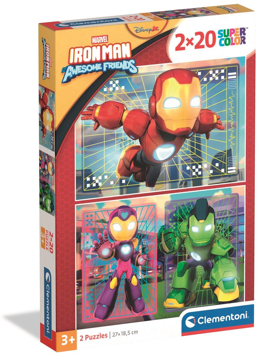 Clementoni - puzzle - 2x20 pezzi - Ironman e i suoi fantastici amici - puzzle per bambini dai 3 anni