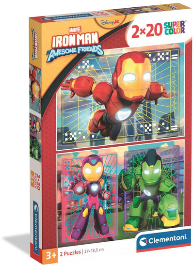 Clementoni - puzzle - 2x20 pezzi - Ironman e i suoi fantastici amici - puzzle per bambini dai 3 anni